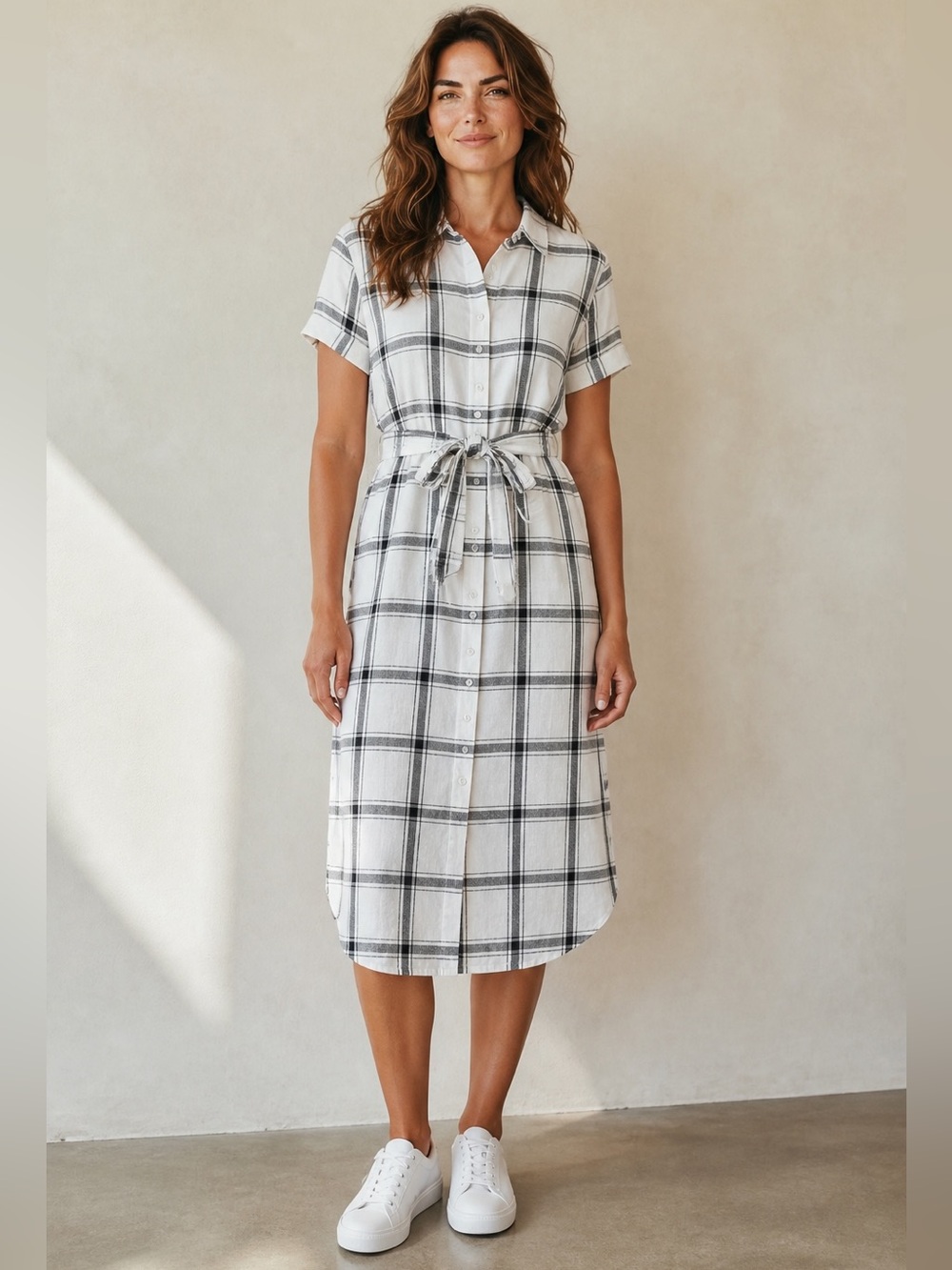 GAP Check Linen Buttoned Dress